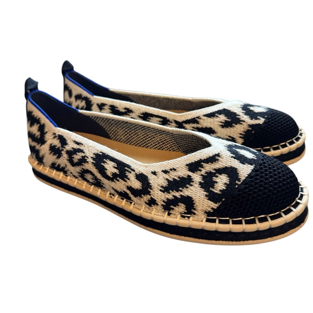 Rothy’s The Espadrille Flats in Sandy Cat Leopard Print 9.5
